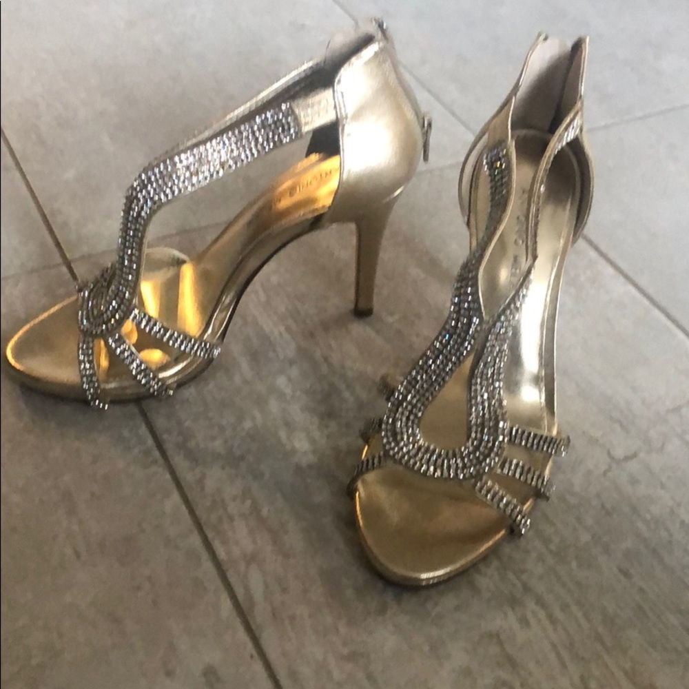 Antonio Melani rhinestone gold heels